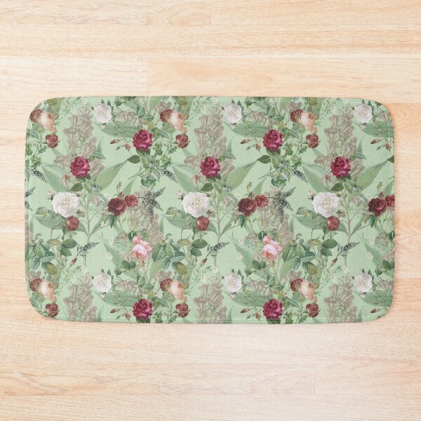 Item preview, romantic rose flower pattern on green background design  designed and sold by vidyaroul.