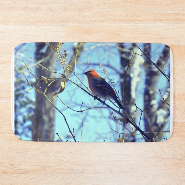Item preview, Male Pine Grosbeak Against a Blue Sky designed and sold by Vivar Photo.