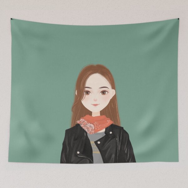 Item preview, Beautiful girl drawing with leather jacket and handkerchief designed and sold by chicsignzodiac.