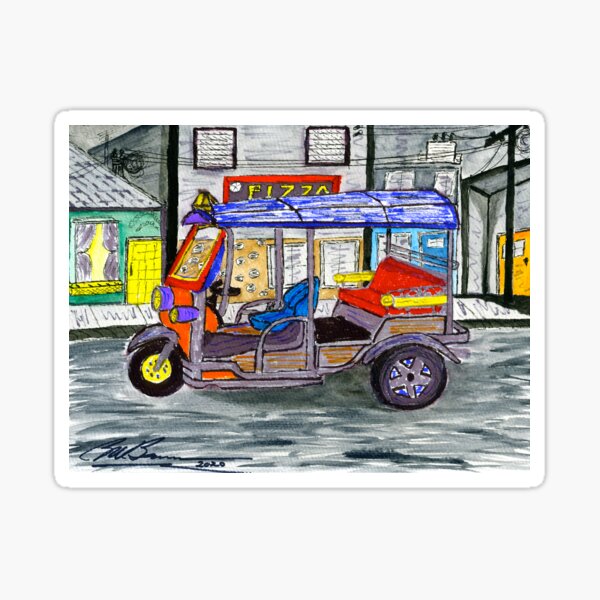 Item preview, Pizza Delivery Tuk Tuk - Water Color designed and sold by BWBConcepts.