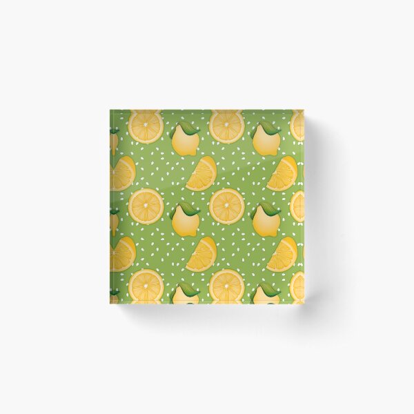 Lemon on Green Acrylic Block