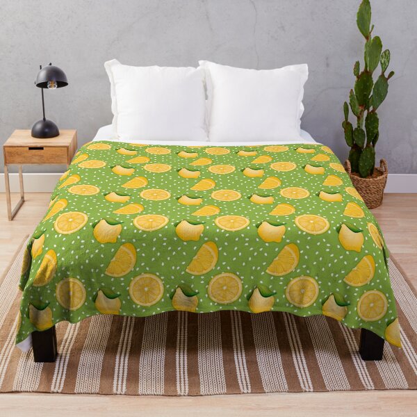 Lemon on Green Throw Blanket