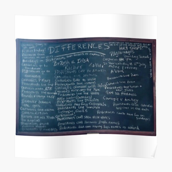 Derry girls Protestant catholics blackboard Poster
