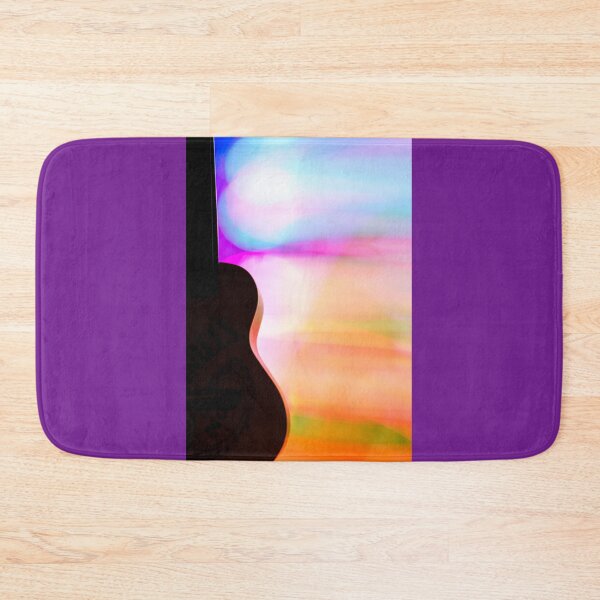 Item preview, Silhouette of a ukulele in front of colorful lights background designed and sold by FCEalin.