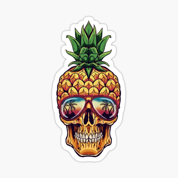 pineapple skull" Sticker by ColorCollection