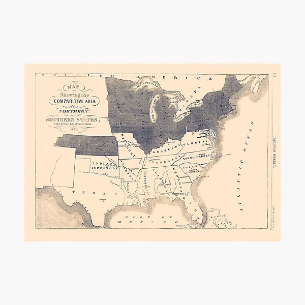 Item preview, Map Showing The Comparative Area Of The Northern And Southern States - 1861 designed and sold by warishellstore.