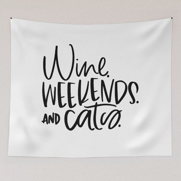 Item preview, Wine, Weekends and Cats designed and sold by LaceRenee.