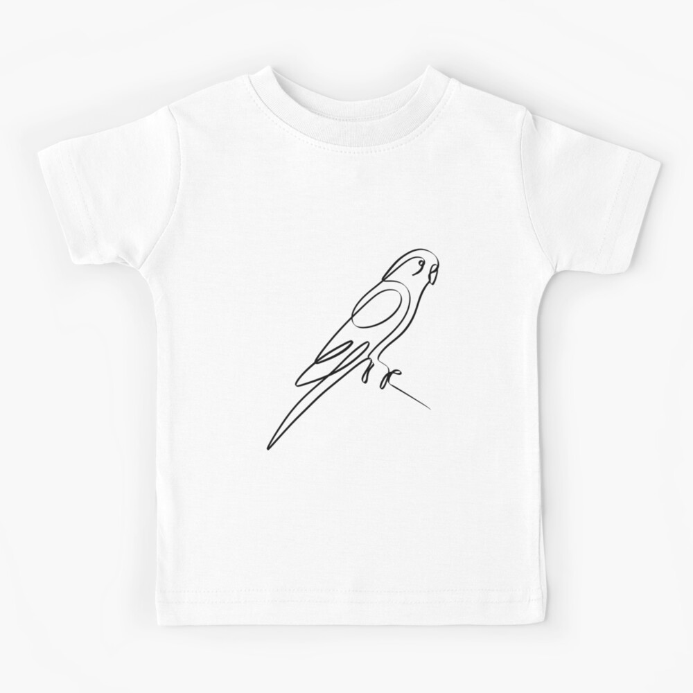 BUDGIE LINE ART | Pets Lover | Bird Species | Happy Pet Owner Kids T-Shirt
