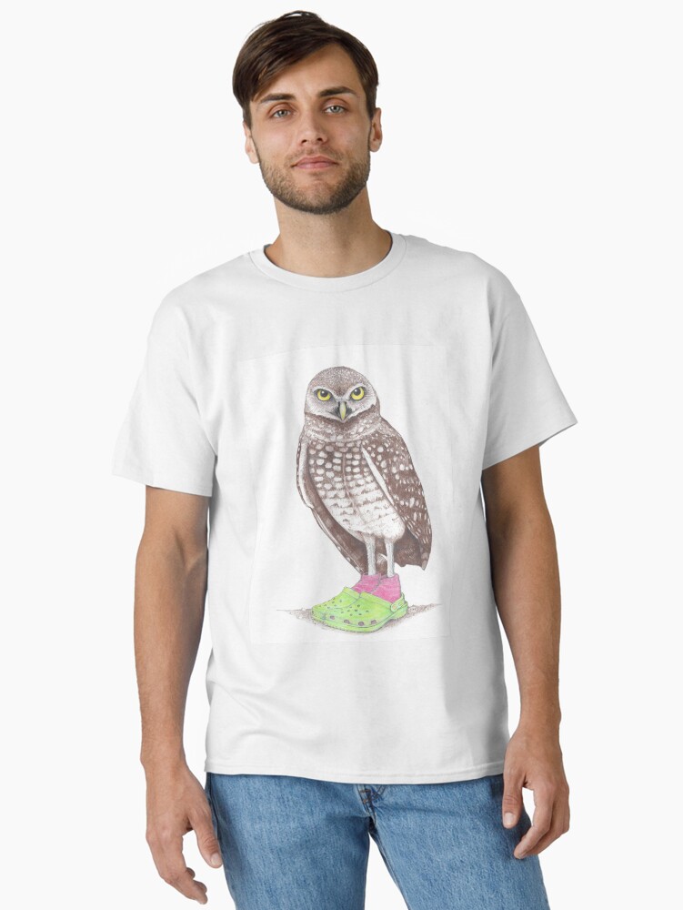 Thumbnail 2 of 7, Classic T-Shirt, Burrowing Owl in Crocs designed and sold by JimsBirds.