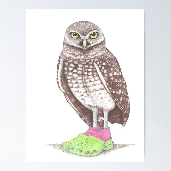 Item preview, Burrowing Owl in Crocs designed and sold by JimsBirds.