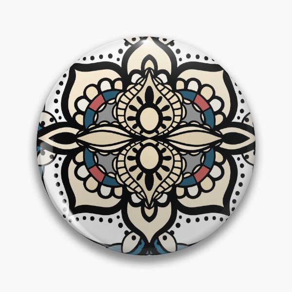 Item preview, Yellow Blue Red Retro Mandala Tile Design designed and sold by Maria Munajjed.