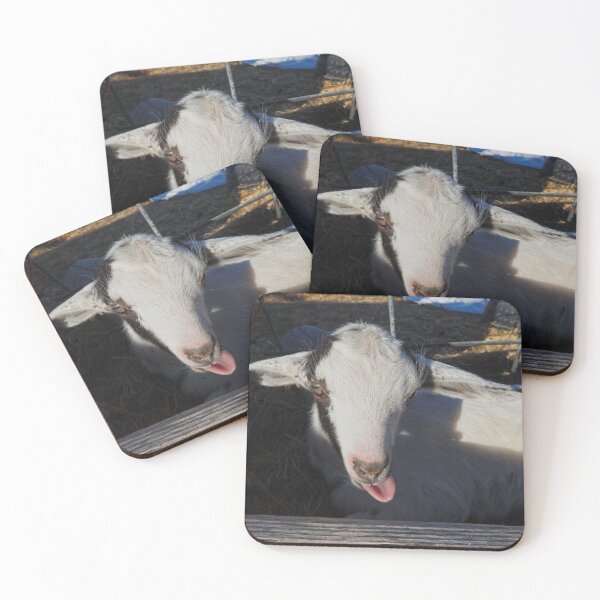 Item preview, cute baby goat kisses, sticking out its tongue  designed and sold by Stephanie  Skeem.