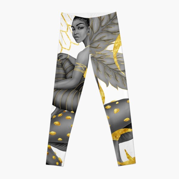 Black White Gold and Fairy | Black Fantasy Leggings