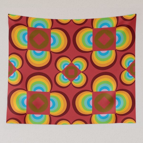 Item preview, Crazy retro flower pattern, rainbow shades designed and sold by Susan Marie Williams.