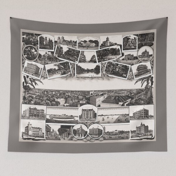 Item preview, San Antonio Texas Cityscape - Featuring The Alamo And Other Landmarks - Circa 1890 designed and sold by warishellstore.
