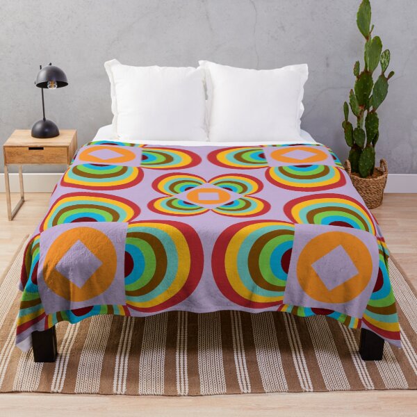 Item preview, Crazy retro flower pattern, rainbow shades with pale purple designed and sold by Susan Marie Williams.