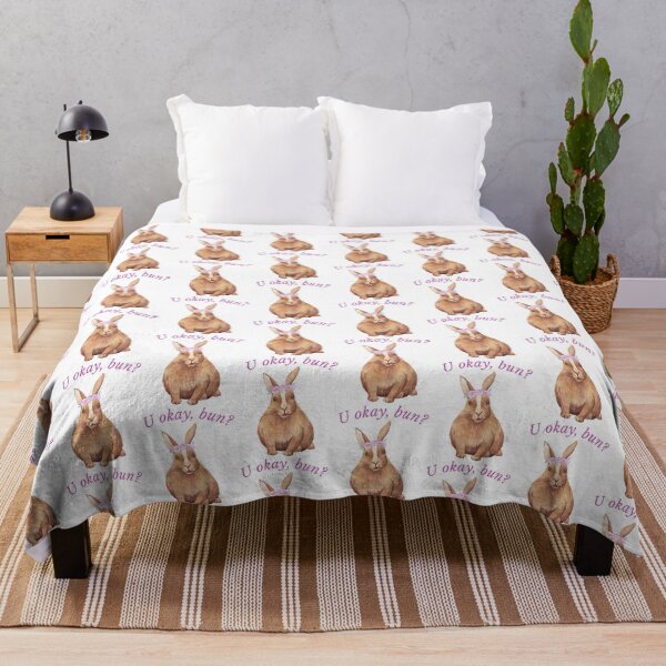 Item preview, U Okay Bun? Caring Rabbit With Flowers designed and sold by WhimsicaliTee.