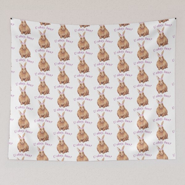 Item preview, U Okay Bun? Caring Rabbit With Flowers designed and sold by WhimsicaliTee.