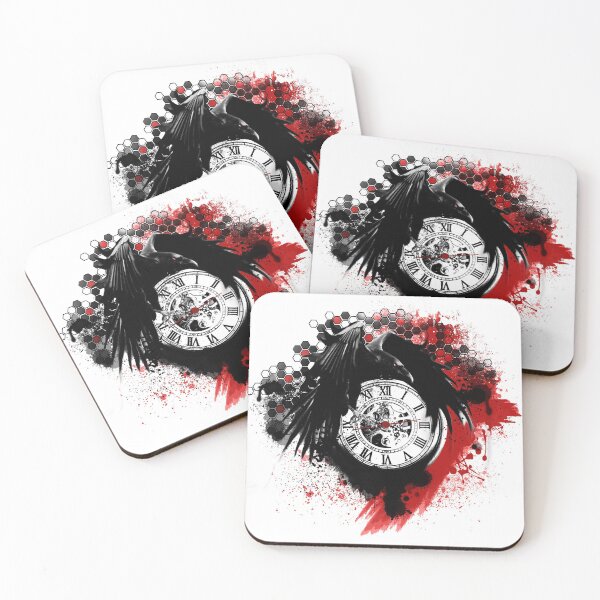 Item preview, Trash polka style raven and clock WHITE EDITION designed and sold by DarkDesign69.