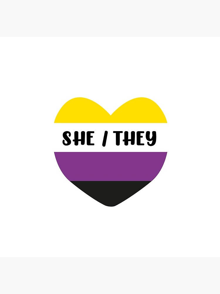 "NonBinary Flag She/They Pronoun " Pin for Sale by Logray Redbubble