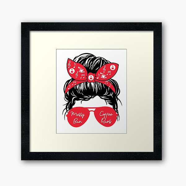 Messy Bun Coffee Runs Framed Art Print