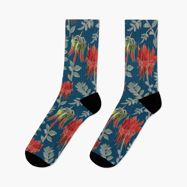 Item preview, Elegant Australian Sturt Desert Pea Pattern - Red and Blue designed and sold by Sketchbook Designs.