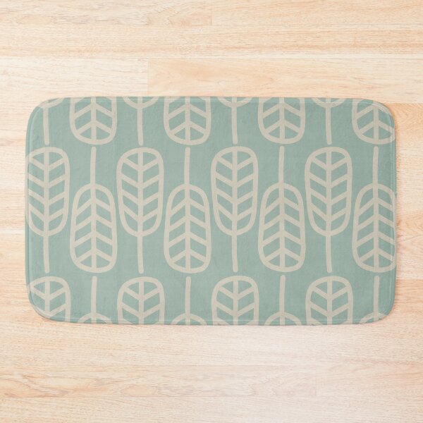Item preview, Feather Leaves Scandi Pattern in Retro Pale Celadon and Ecru designed and sold by kierkegaard.