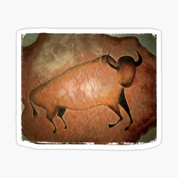 Bull Like Cave Painting Primitive Art Sticker For Sale By Siloto   St,small,507x507 Pad,600x600,f8f8f8.u6 