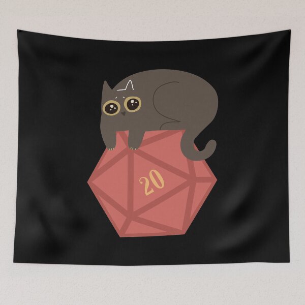 Item preview, Cute Guilty Cat over Polyhedral D20 Dice designed and sold by pixeptional.