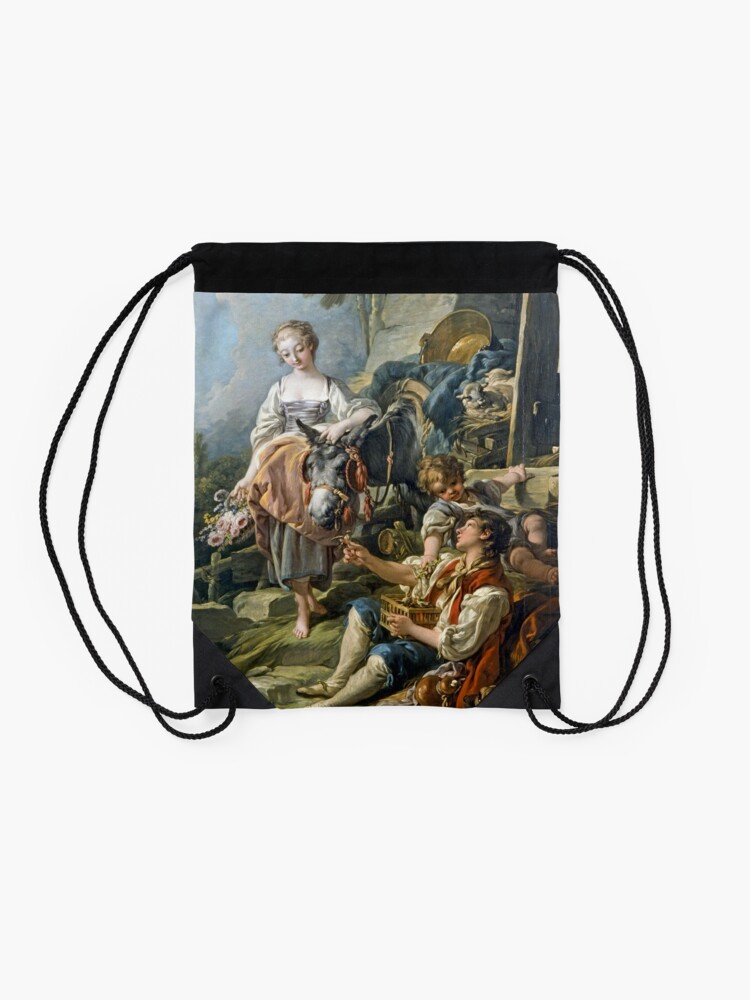 Alternate view of A Village Offering Detail François Boucher Drawstring Bag