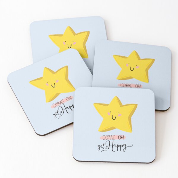 Item preview, Come on get happy: Yellow bright star with happy smiley face designed and sold by riccagarden.