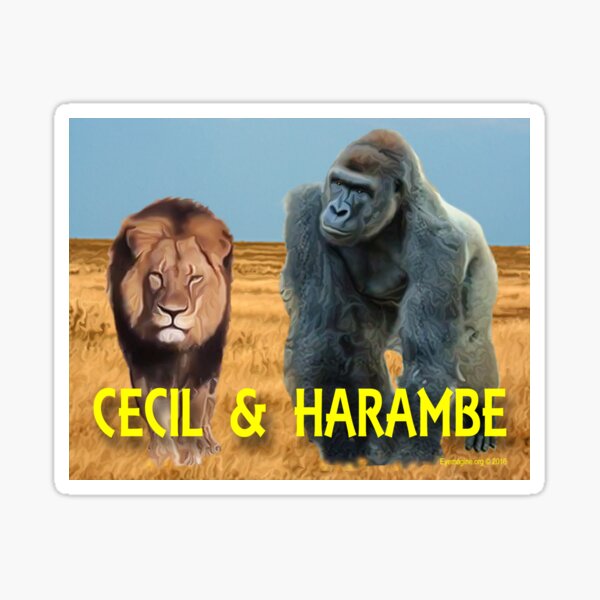 Harambe and Cecil Together Sticker