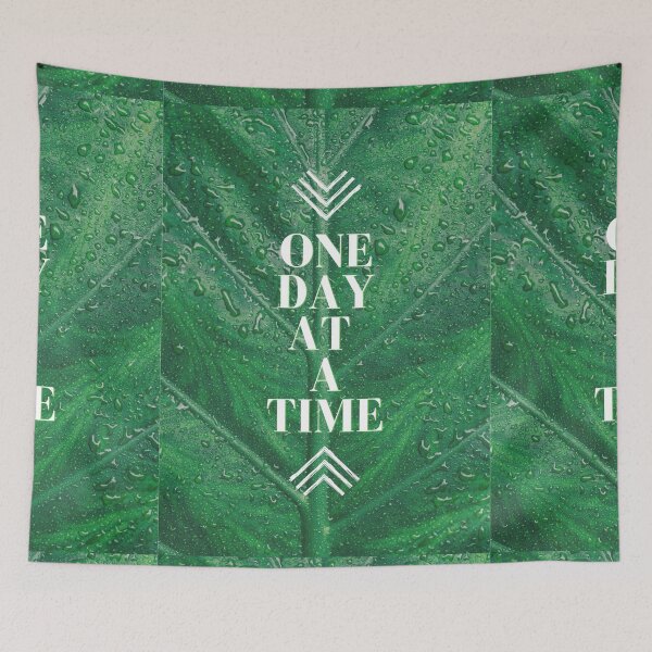 Item preview, one day at a time - green poster, quote of the day and everyday - Menal Health Matter designed and sold by SpiralStairShop.