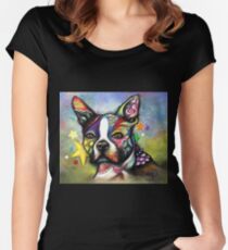Boho Boston Terrier Women's Fitted Scoop T-Shirt