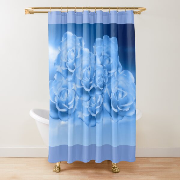 Heavenly Light Blue Roses Shower Curtain