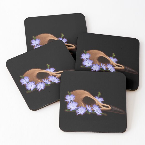 Item preview, Wren Skull with Chicory Flowers designed and sold by travelingwren.