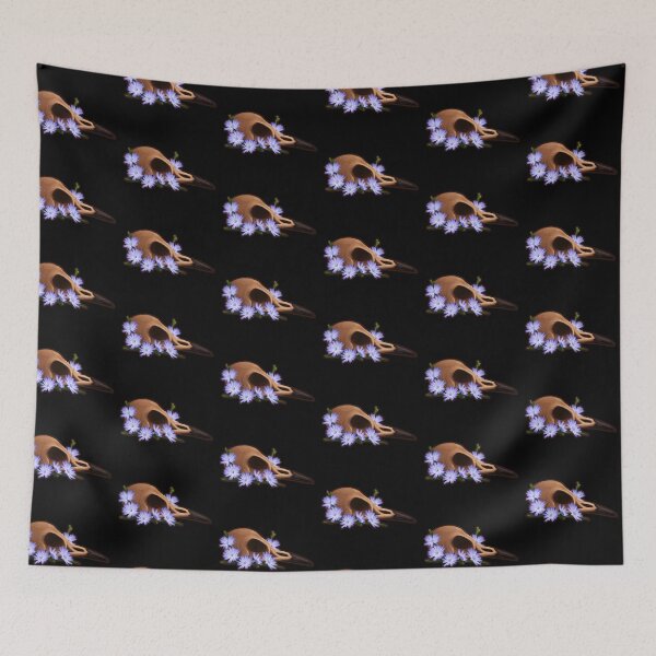 Item preview, Wren Skull with Chicory Flowers designed and sold by travelingwren.