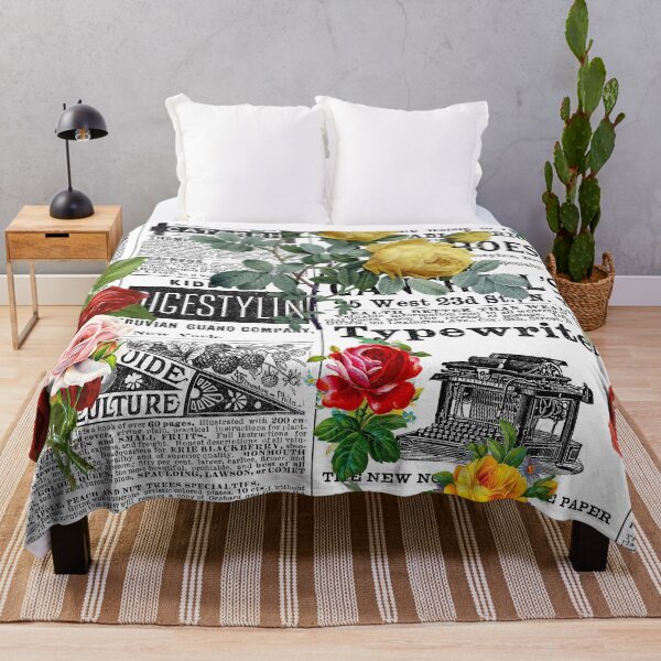 Item preview, Floral Newspaer Typewriter designed and sold by Inspireaglow.