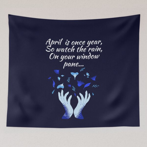 Item preview, April rain flowers rainy day theme gifts (in dark blue) designed and sold by RebelliousRosee.