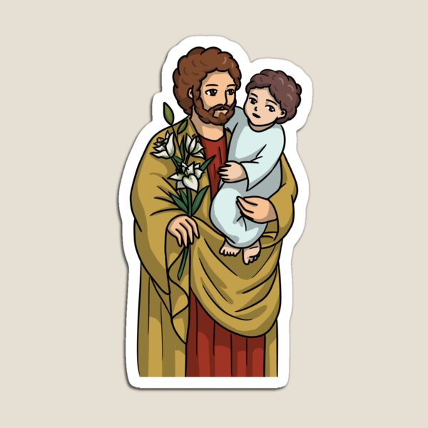 Aimant Saint Joseph avec Enfant Jésus résine 8x4 cm