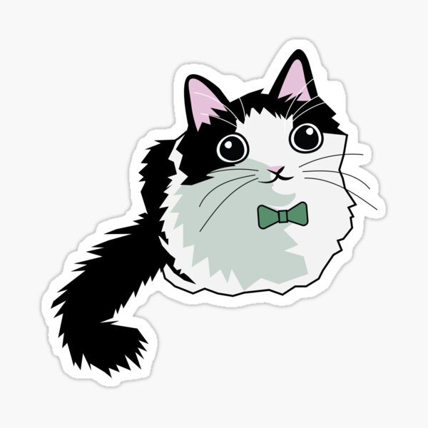 Tuxedo Cat With A Green Bowtie Sticker