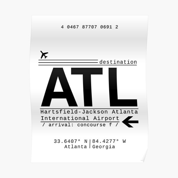 ATL Atlanta International Airport Call Letters Poster