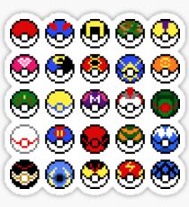 Pokeballs - pixel art Sticker