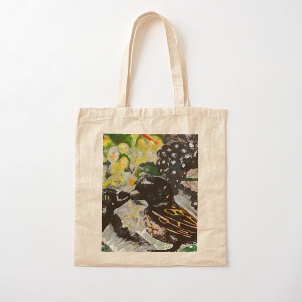 Birds in Love Acrylic Painting Cotton Tote Bag