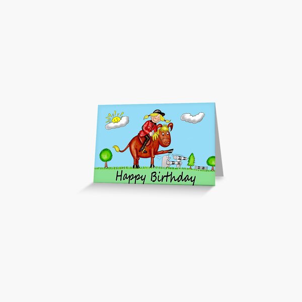 Cartes De Vœux Sur Le Theme Cheval Joyeux Anniversaire Redbubble