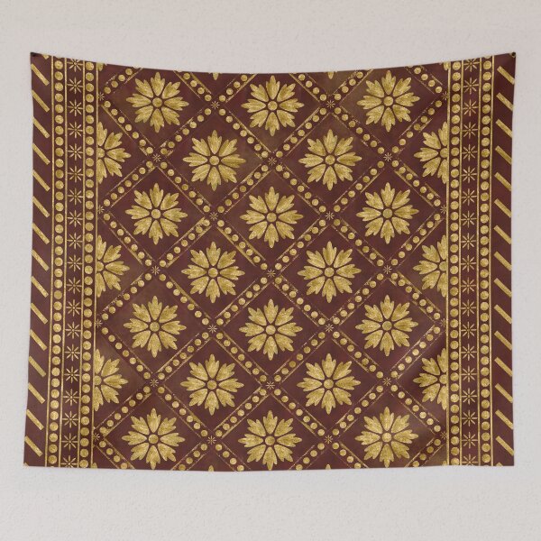 Item preview, Renaissance Arazzo Gold Leaf Floral Pattern with Wine Red  Background designed and sold by Octavia Soldani.
