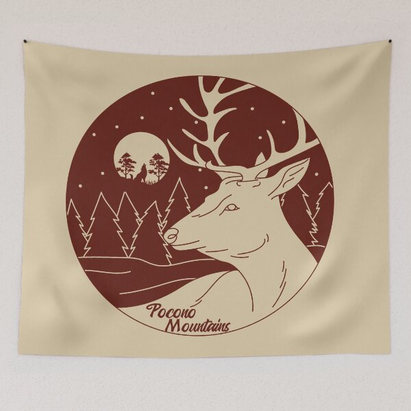 Item preview, Pocono Mountains Buck Moon Wolf Howling Deer Evergreen Forest Nature Woods designed and sold by Shanna  Dugan.
