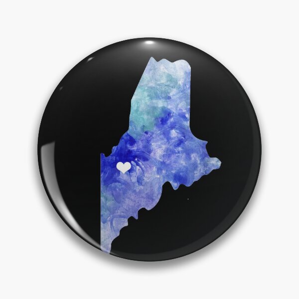 Item preview, Maine USA Map watercolor blue Augusta watercolour designed and sold by WatercolorFun.