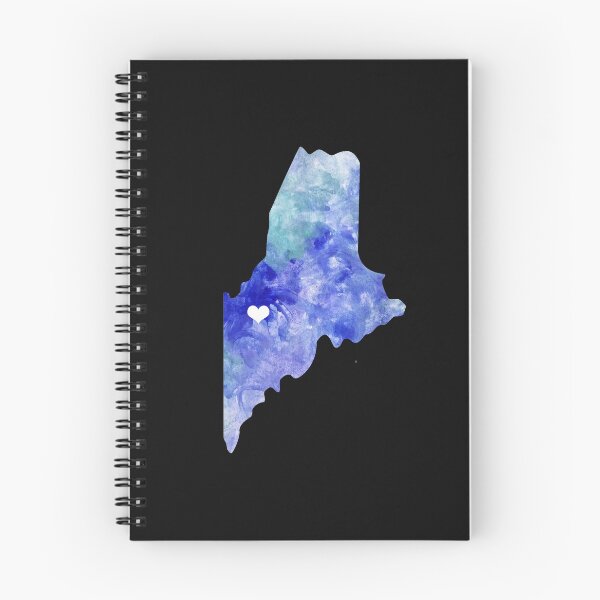 Item preview, Maine USA Map watercolor blue Augusta watercolour designed and sold by WatercolorFun.