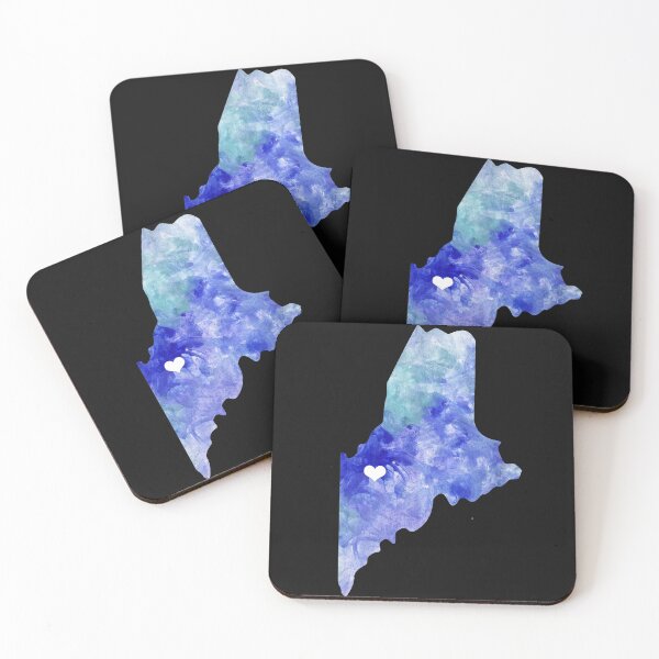 Item preview, Maine USA Map watercolor blue Augusta watercolour designed and sold by WatercolorFun.